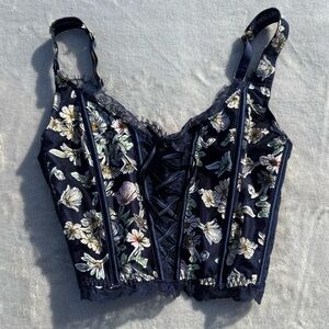 Victoria’s Secret Butterfly Embroidered Lace-Up Corset Top - S-DD